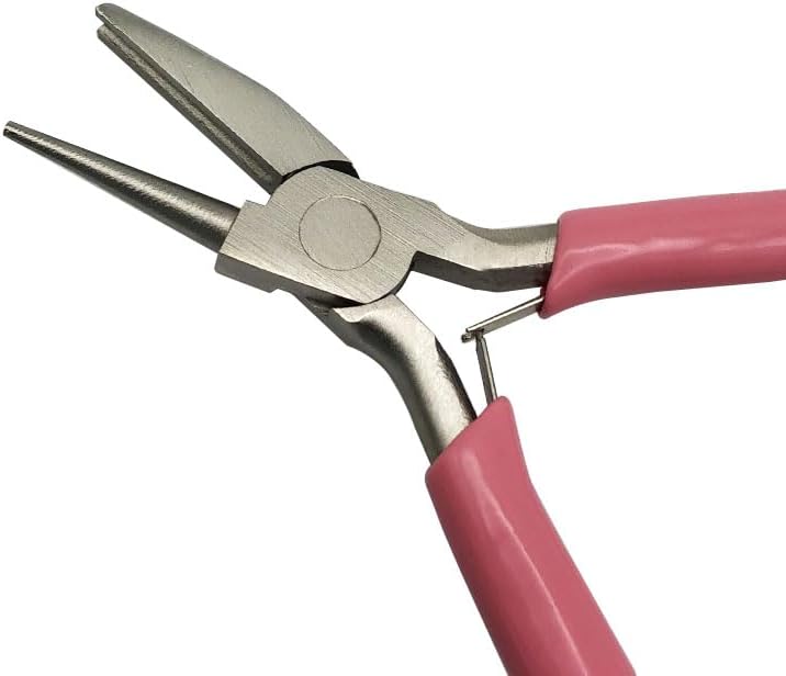 TUNQISM 1PCS 5 Inches Pink Jewelry-making pliers Beadsmith Concave Round Nose Pliers – Wire Looping and Bending Tool – Jewelry-Making Instrument Metal ring-making tools - Image 4